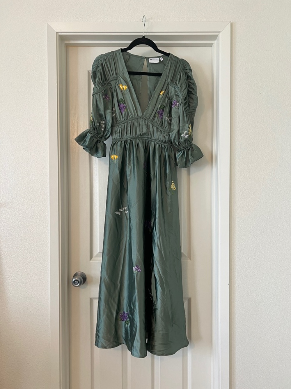 ASOS Satin Embroidered Floral Midi Dress
